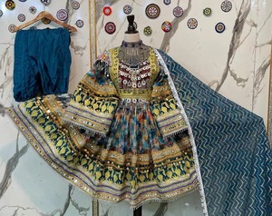 Vestido Mini Étnico Informal para Mujer, Estilo Afgano Kuchi, Bordado, Bohemio, de Manga Larga, Tradicional, para Fiesta, Azul - Product Image 6