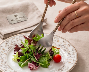 Modern Luxury Stainless Steel Silverware Salad Server With Handcrafted Handles For Kitchenware Hotel Restaurants - Product Image 5