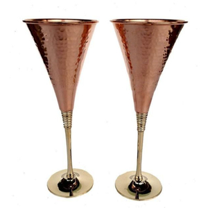 Latest Design Solid Hammered Copper Wine <b>Goblet</b> Set Of 2 Gleaming Pure Copper Barware For Home & Hotel Use In Reasonable Price - Product Image 4