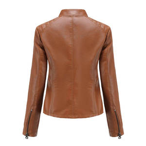 Veste en cuir classique imprimée respirante à fermeture éclair pour femme, coupe ajustée, doublure intérieure chaude, mode automne-hiver, véritable cuir - Product Image 6