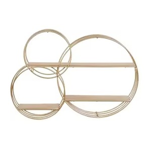 Modern Wood & Metal Frame Double Tier Eco-Friendly <b>Wall</b> Mounted <b>Shelf</b> White Powder Coating for Living Room Flower Pot Storage - Product Image 6