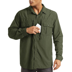 Camisa de senderismo de alta calidad para hombre, con botones, manga larga, de secado rápido, transpirable, con múltiples bolsillos. - Product Image 2