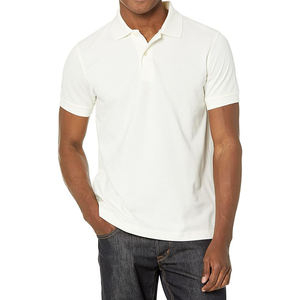 Polo homme uni blanc léger à manches courtes pour le golf et le bureau, coupe classique - Product Image 1