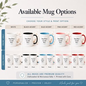 Mug à café personnalisé en céramique avec impression par sublimation, photo couleur intégrale, logo personnalisé, en stock, compatible lave-vaisselle et micro-ondes, cadeau d'entreprise - Product Image 6