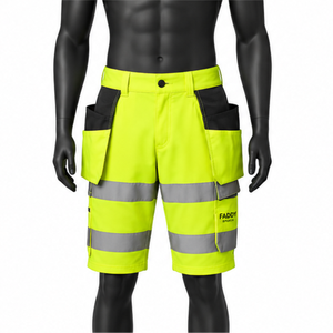 High Visibility Safety <b>Work</b> Shorts with Reflective Tape Multi-Pocket Construction Workwear for <b>Men</b> - Product Image 1
