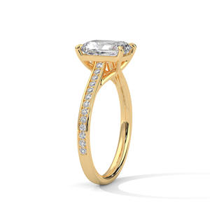 Anillo de Compromiso con Corte Esmeralda de Hermosa Claridad, Hecho a Mano en Oro Amarillo Sólido de 14k con Diamante Cultivado en Laboratorio - Product Image 2