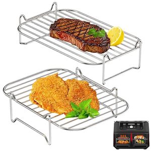 2 Pack Air Fryer <b>Rack</b> Round Stainless Steel Basket for Toasting Cooking Steaming <b>Cooling</b> 8 inch Diameter - Product Image 2