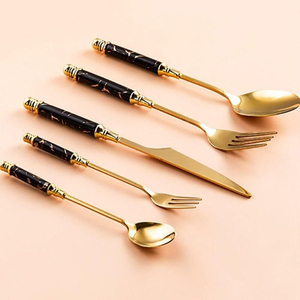 Trending Metal Cutlery Set With Enamel Handles High Quality Dishwasher Safe Home Hotels Wedding Dinnerware Flatware Set - Product Image 2