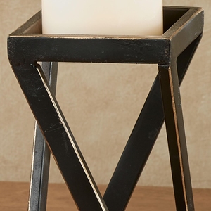 Ensemble de 3 bougeoirs géométriques vintage en fer noir vieilli, supports à bougies à plusieurs niveaux pour mariages rustiques et accents de salle à manger - Product Image 5
