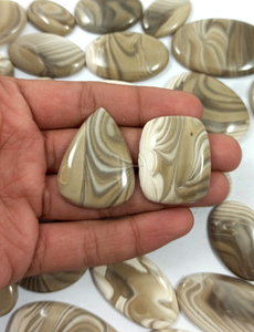 Wholesale Natural Flint Agate Cabochon Smooth Hand Polished Semi Precious Loose Gemstones Flat Back Smooth Design Flint Jasper - Product Image 1