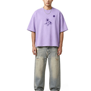 Camiseta de Hombre Estilo Fresco, Corte Cuadrado, Algodón Grueso y Suave, Ajuste Holgado y Relajado, Ropa Casual Urbana para la Moda Diaria Moderna - Product Image 1