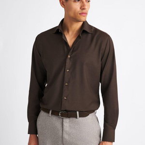 Camisa de Vestir Premium para Hombre, Verano, Franela, Tejido de Punto, Sólida, Ligera, Mezcla de Poliéster/Algodón, OEM, Moderna, Casual, Elegante, ZABEX - Product Image 3