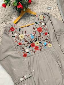 Salwar Kameez de Satén de Viscosa Preconfeccionado, Estilo Indio-Pakistaní, Largo hasta el Suelo, Vestido de Novia con Bordado Floral, Lavable - Product Image 2