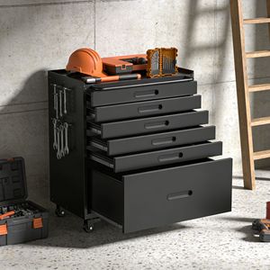 Carrello Portautensili da 87 cm con 6 Cassetti, Armadietto Mobile da Garage Resistente, Design con Tutti i Cassetti per Piccoli Oggetti, Supporto OEM - Product Image 1