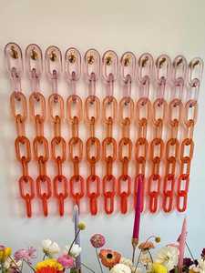 Décoration murale en chaîne de résine multicolore, lien acrylique suspendu, séparateur de pièce en plastique, panneau intérieur, ornements décoratifs - Product Image 4