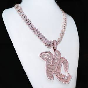 Colgante de Letra Inicial de Moissanita Estilo Hiphop de Moda, Plata 925, con Incrustaciones de Diamantes VVS, Personalizado, Certificado y Bañado en Rodio - Product Image 5