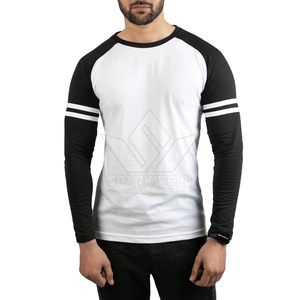 Camiseta de Béisbol de Manga Larga para Hombre, Cuello Redondo, Blanca y Negra, Manga Completa, Absorbe la Humedad, Poliéster, Corte Ajustado, Ropa Deportiva - Product Image 1