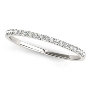 Orecchini a Cerchio Sottili in Oro Bianco 14k con Diamanti Incastonati, 1/8 Carati Totali - Product Image 1