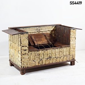 Standard Style Distressed Wood Coffee Table & Tea Table Storage Ottoman with High-Density Foam for Living Room Hotel Furniture - Product Image 2