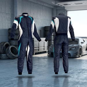 Traje de Carreras de Manga Larga para Hombre, Azul Marino, Blanco y Verde Azulado, Cortavientos, para Motociclismo y Automovilismo, para Todas las Estaciones - Product Image 1