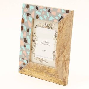 Cadre photo en bois massif et résine fait main 5 x 7, bois de manguier naturel et verre, finition naturelle unique - Product Image 3