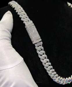 Collier unisexe ajustable en argent sterling 925 plaqué rhodium avec chaîne cubaine et moissanite VVS, style hip-hop, cadeau pour rappeur - Product Image 2