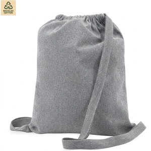 225 GSM Recycled Cotton <b>Drawstring</b> <b>Backpack</b> Gym Sports 34x42 cm Flat Custom Logo Wholesale OEM Private Label Model ANKJ057-R - Product Image 1
