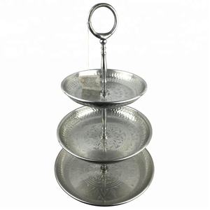 Unique Style Customized Shape Hammered Design Aluminium Decorative <b>Cake</b> Stand For Christmas & Event Party Celebration 3 <b>Tier</b> - Product Image 1
