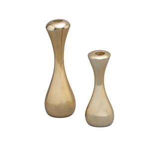 Nuevo Portavelas Decorativo para el Hogar, Portavelas de Pilar con Acabado Dorado, Aluminio Fundido Decorativo Hecho a Mano, Personalizado, Juego de 2 - Product Image 1