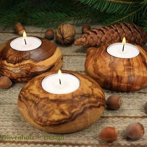 Porte-bougie rustique en bois, style ferme, pour centre de table, adapté aux bougies chauffe-plat - Product Image 1