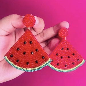 Handmade Watermelon Beaded Statement <b>Earrings</b> Beads Embellished Hand Crafted Parrot <b>Stud</b> <b>Earrings</b> from the brand BaubleBar - Product Image 1