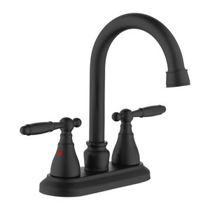 Rubinetto da Bagno Moderno Nero Opaco con Bocca Girevole ad Arco Alto a 360 Gradi, Rubinetto da Lavabo a 4 Fori con 2/3 Fori per Uso in Palestra - Product Image 1