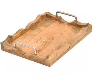 Plateau de service en bois massif de qualité supérieure pour la cuisine et la salle à manger, pour la présentation des aliments et des boissons - Product Image 1