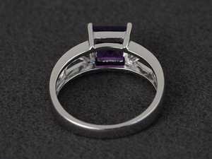 Anillos de Amatista, Anillo Solitario con Corte Cuadrado, Anillo de Compromiso con Amatista, Plata, Gema Púrpura, Joyería de Piedra de Nacimiento de Febrero - Product Image 2