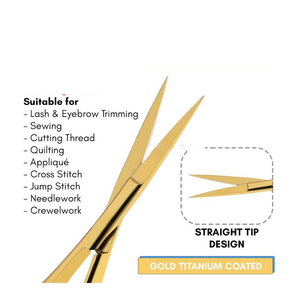 Tijeras de Acero Inoxidable Curvas Extra Afiladas Personalizadas para Extensión de Pestañas y Cejas, Tijeras de Resorte para Cutículas, para Diestros, Duraderas - Product Image 5