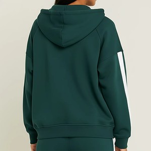 OEM High Quality Custom Puff Printed Front Logo Color <b>Block</b> Baggy Fit Zipper Women's Hoodie Heavyweight Eco-Friendly 100% Cotton - Product Image 2