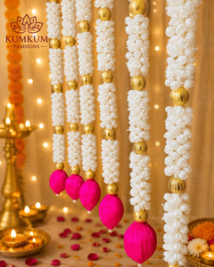 Guirnaldas de Flores Artificiales de Jazmín, Mogra y Loto Multicolores Hechas a Mano en India, Decoración para Bodas, Haldi, Mehndi, Diwali - Product Image 4