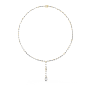 Collar de Diamantes en Oro Amarillo, Colgante en Forma de Y con Corte Oval Brillante, Joyería de Lujo para Regalo de Aniversario de Bodas - Product Image 1