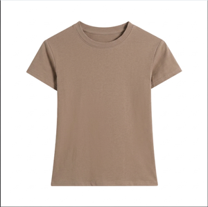 Camisetas de Mujer a Bajo Precio, de la Mejor Calidad, Casuales, de Color Sólido, Manga Corta, Cuello Redondo, Tejido de Spandex/Algodón, Secado Rápido, Verano, OEM - Product Image 5