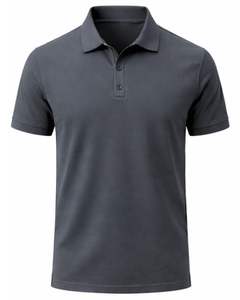 Polo en coton gris anthracite pour homme, coupe classique, manches courtes, vêtement décontracté d'été, logo personnalisé, fabricant OEM, approvisionnement en gros - Product Image 1