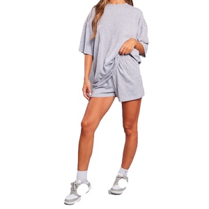 Ensemble de shorts décontractés pour femmes en 2 pièces avec logo personnalisé, 100% coton, séchage rapide, vêtements de sport, shorts de cycliste - Product Image 5