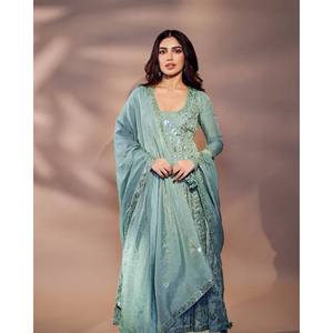 Robe de soirée avec jupe et dupatta, broderie de sequins, taille XL - Product Image 5