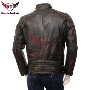 Chaqueta de Cuero Marrón Auténtico para Hombre, Corte Ajustado, Estilo Motero, Cafe Racer, de Piel Vacuna, con Hombreras Acolchadas, Vintage, Clásica y Personalizada - Product Image 5