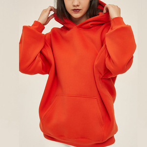 เสื้อฮู้ดแบบสวม Unisex สีส้มล้วน ผ้าฝ้ายเฟรนช์เทอร์รี่ ทรงปกติ ใส่สบายในฤดูหนาว ระบายอากาศได้ดี มีกระเป๋า - Product Image 5