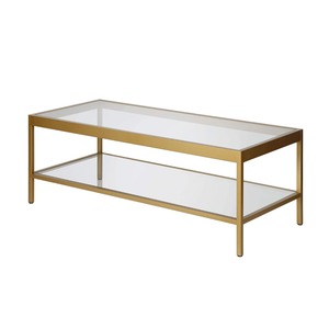 Metal Rectangular Coffee <b>Table</b> with <b>Mirror</b> Shelf in Brass, Coffee <b>Table</b> coffee <b>tables</b> for living room - Product Image 2