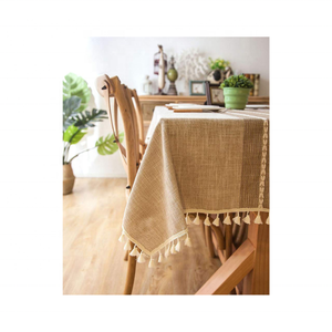 Elegant Embroidered 100% Cotton Tablecloth 70x120 Inches Peach Round Luxury Dining Experiences Creating a Stunning <b>Table</b> Setting - Product Image 6