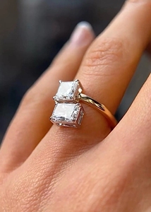 <b>Emerald</b> Design 925 Sterling <b>Silver</b> Luxury Princess Cut Moissanite Double Diamond Claw Setting Wedding <b>Ring</b> for Women - Product Image 2