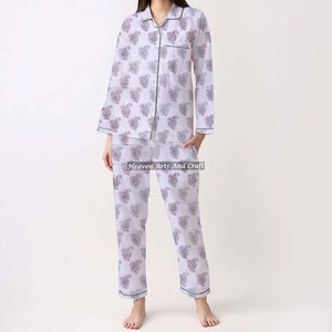 Conjunto de Pijamas de Algodón 100% para Mujer, Ropa de Dormir Suave para el Hogar, Conjunto de Pijamas de Primavera/Verano con Estampado Floral/Personajes/Letras/Estampado/Vacaciones/Árbol PJ127 - Product Image 2