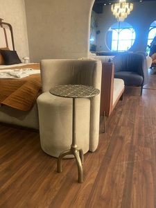Designer Geometric Pattern Side Table Round Top Artistic Surface Tripod Base Stable Support Compact Accent for Modern Interiors - Product Image 5