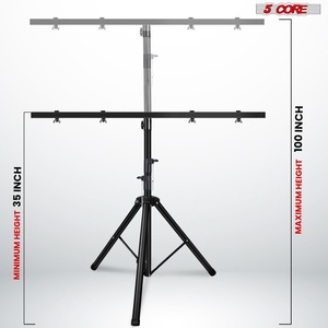 Support de lumière DJ robuste, lot de 2, trépied réglable de 39 à 100 pouces, barre en T, peut supporter 4 éclairages de scène - Product Image 2